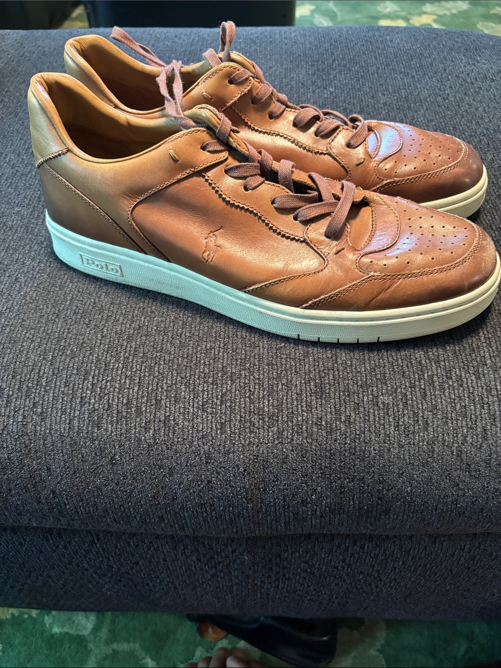 Polo by Ralph Lauren Brown Leather Lace-Up Sneakers - Picture 2 of 5